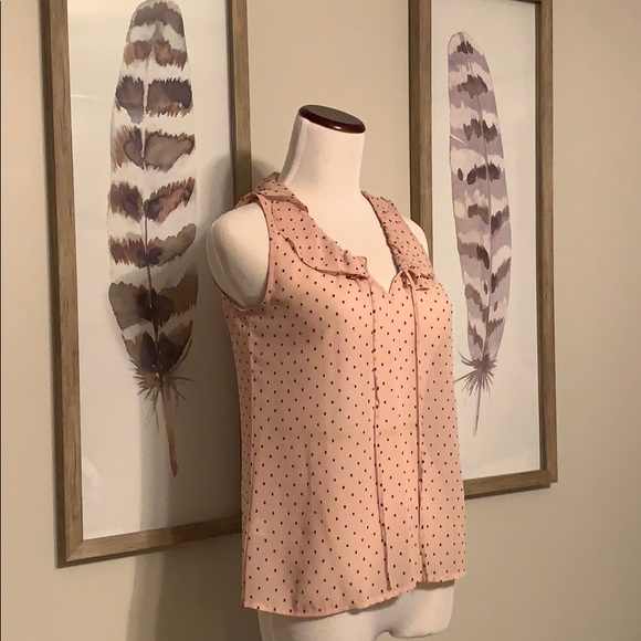 LOFT sleeveless ruffle v-neck blouse - Picture 4 of 6